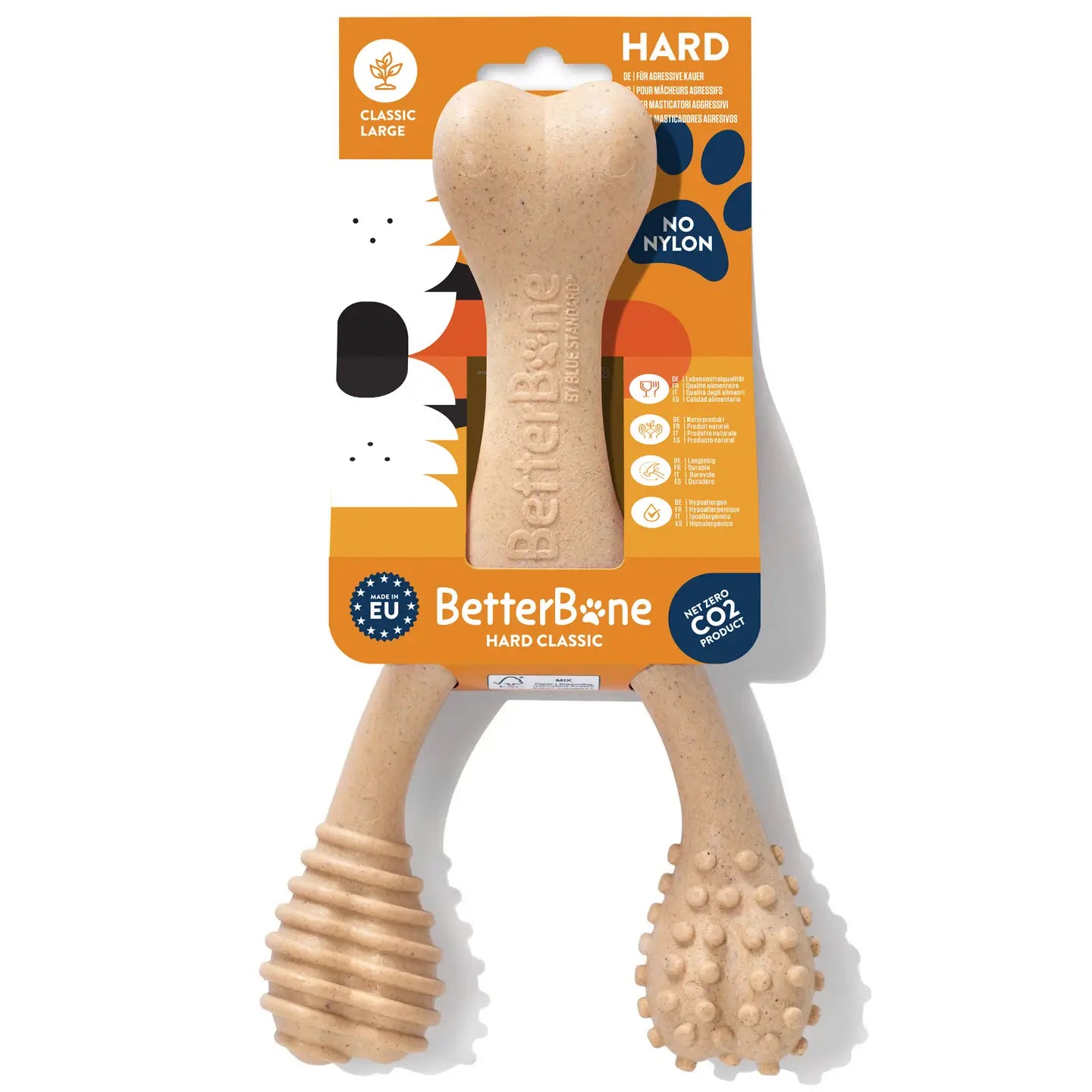 Os à mâcher chien résistant BetterBone Classic Large sans nylon - Jouet de mastication durable et écologique - CasualPets