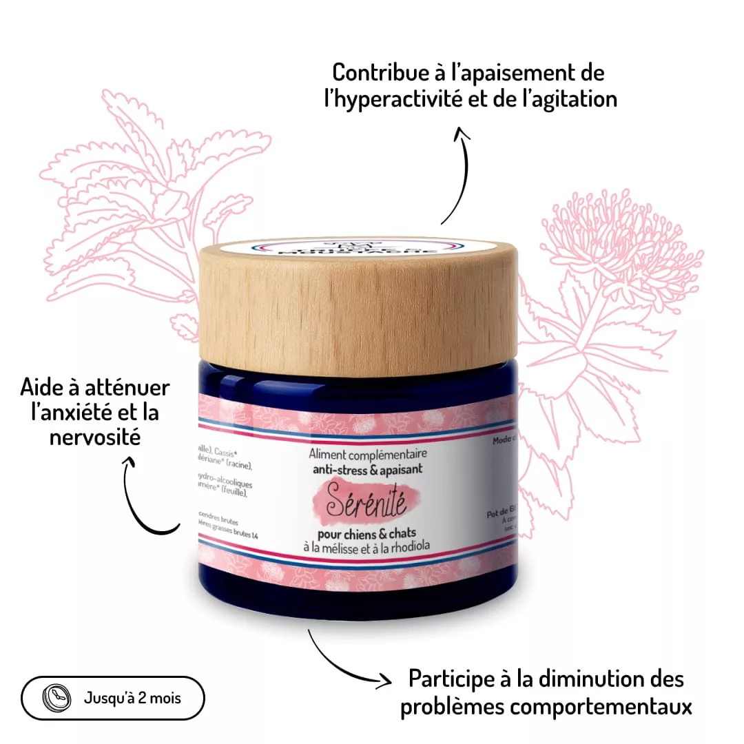 Complément Sérénité 100% végétal - Formule naturelle anti-stress sans effet sédatif pour chien et chat - CasualPets