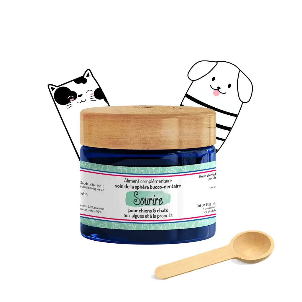 Complément alimentaire Sourire soin bucco-dentaire chien chat - Algues et propolis naturel - CasualPets